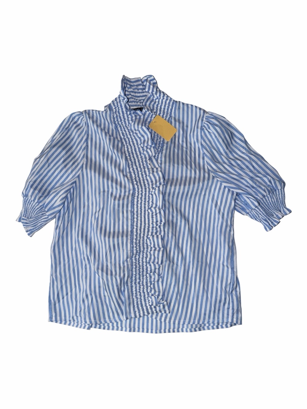 Boho Chic Blue White Striped Ruffle Blouse NWT Retail $109 XL